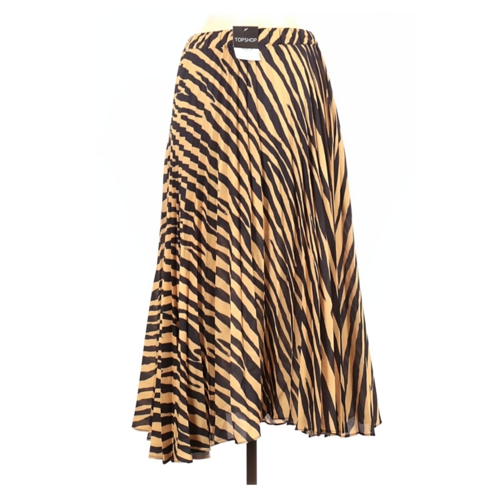 Topshop Zebra Printed Pleated Skirt